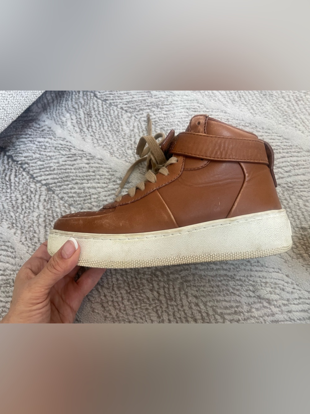 Celine Women’s High-Top Leather Sneakers in Brown - Picture 8 of 13